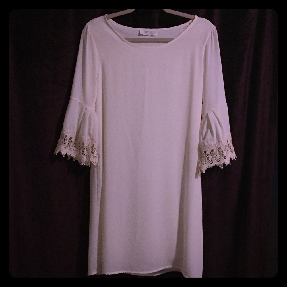 White Bell Sleeve Mini Dress